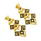 Modern Gold Plated Black Enamel Statement Earrings for Women & Girls BIE1064