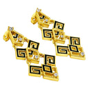 Modern Gold Plated Black Enamel Statement Earrings for Women & Girls BIE1064
