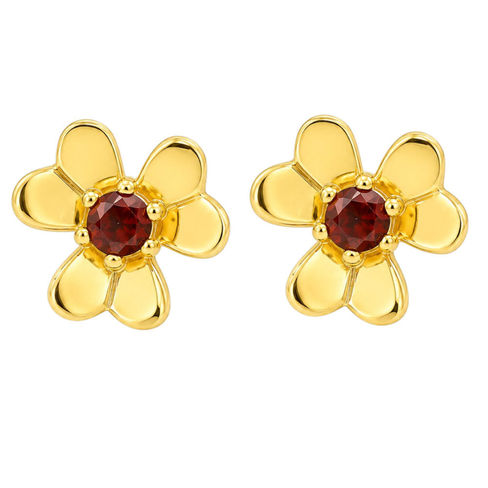 18K Gold Plated Colorful Stone Daisy Floral Design Stud Earrings for Women BIE1065