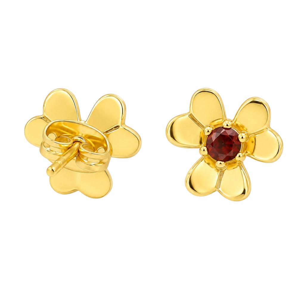 18K Gold Plated Colorful Stone Daisy Floral Design Stud Earrings for Women BIE1065