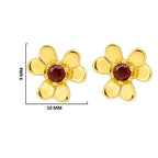 18K Gold Plated Colorful Stone Daisy Floral Design Stud Earrings for Women BIE1065