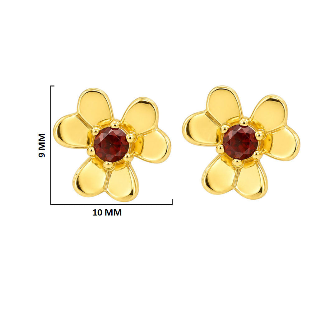 18K Gold Plated Colorful Stone Daisy Floral Design Stud Earrings for Women BIE1065