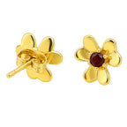 18K Gold Plated Colorful Stone Daisy Floral Design Stud Earrings for Women BIE1065