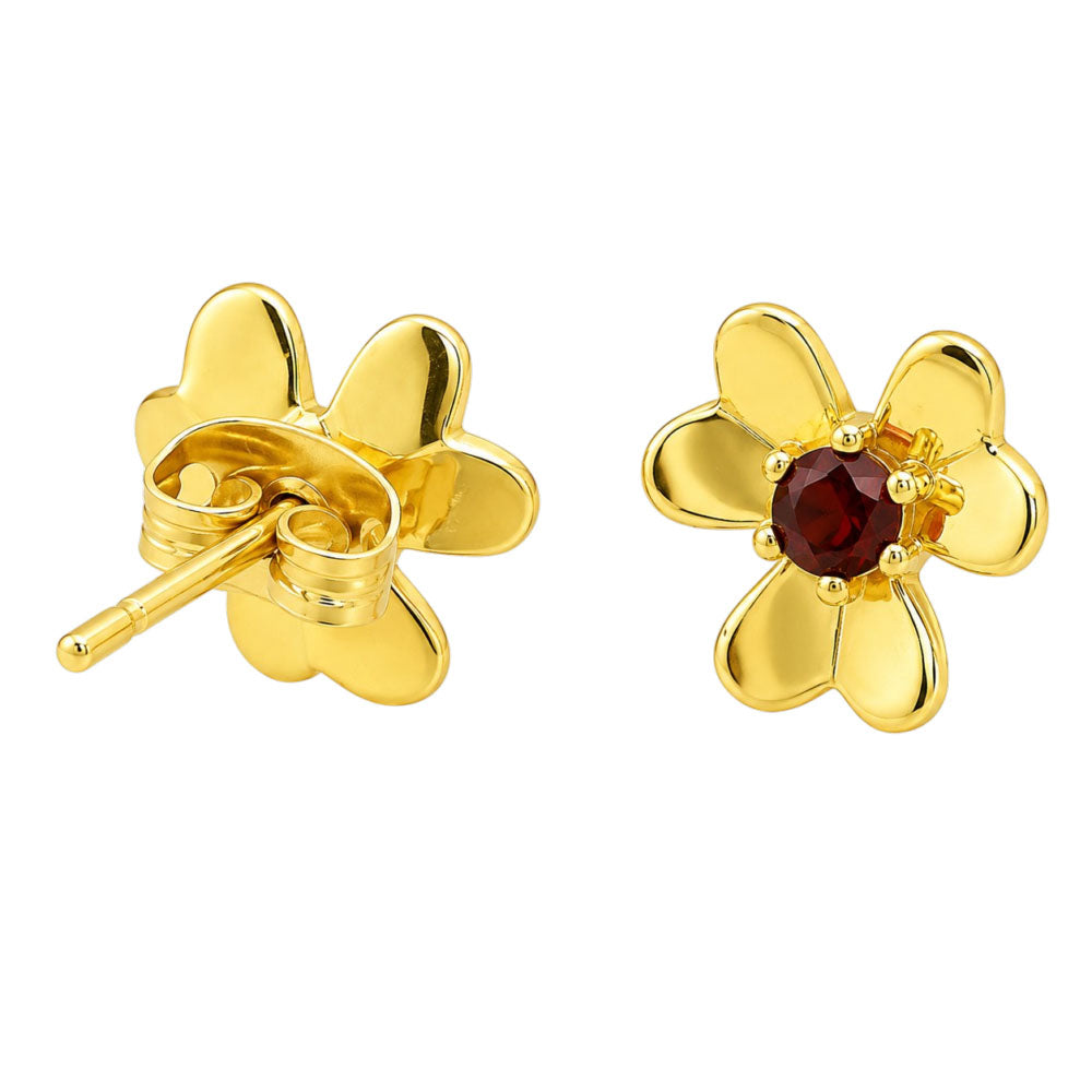18K Gold Plated Colorful Stone Daisy Floral Design Stud Earrings for Women BIE1065