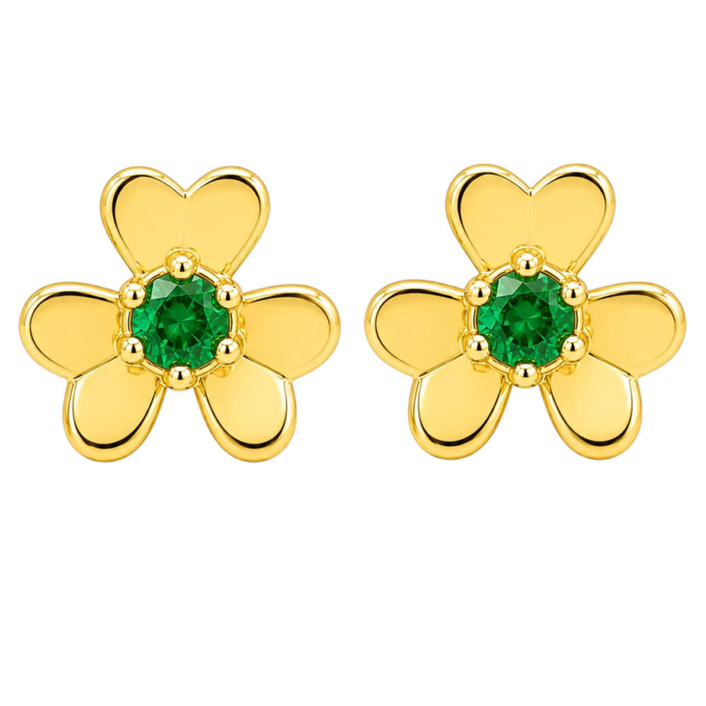 18K Gold Plated Colorful Stone Daisy Floral Design Stud Earrings for Women BIE1065