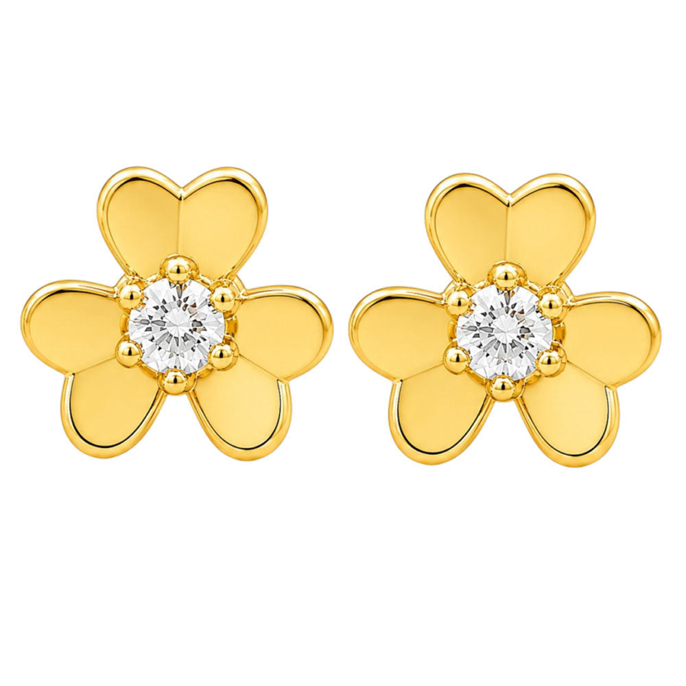 18K Gold Plated Colorful Stone Daisy Floral Design Stud Earrings for Women BIE1065