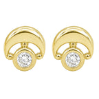 18K Gold Plated Colorful Stone Geometric Half-Moon Stud Earrings for Women BIE1066
