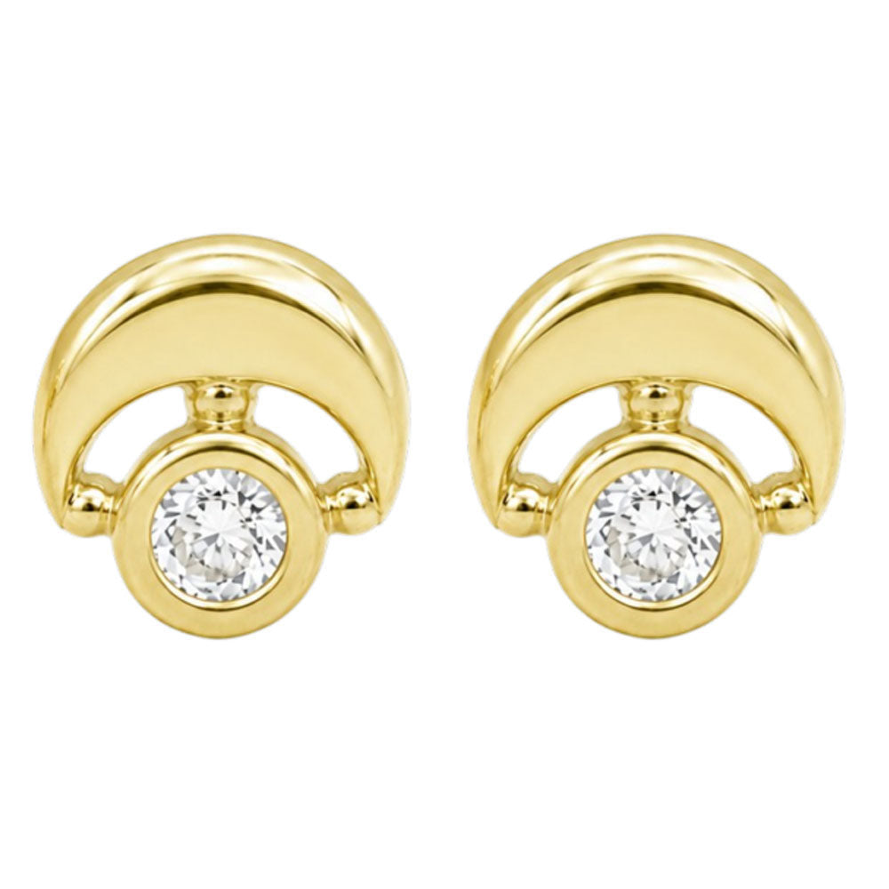 18K Gold Plated Colorful Stone Geometric Half-Moon Stud Earrings for Women BIE1066