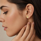 18K Gold Plated Colorful Stone Geometric Half-Moon Stud Earrings for Women BIE1066