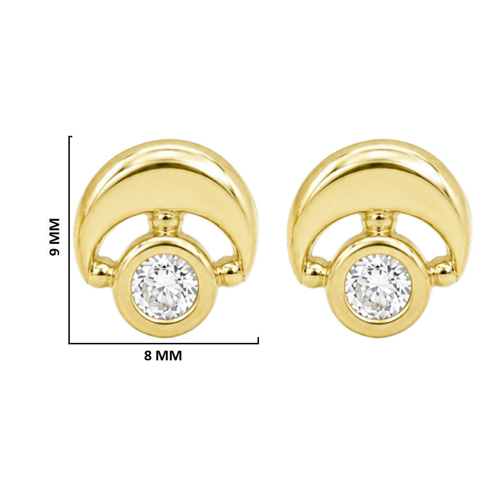 18K Gold Plated Colorful Stone Geometric Half-Moon Stud Earrings for Women BIE1066