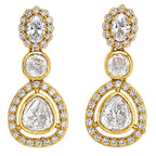 18K Gold Plated Halo Crystal Teardrop Earrings for Wedding & Festive Jewelry BIE1069