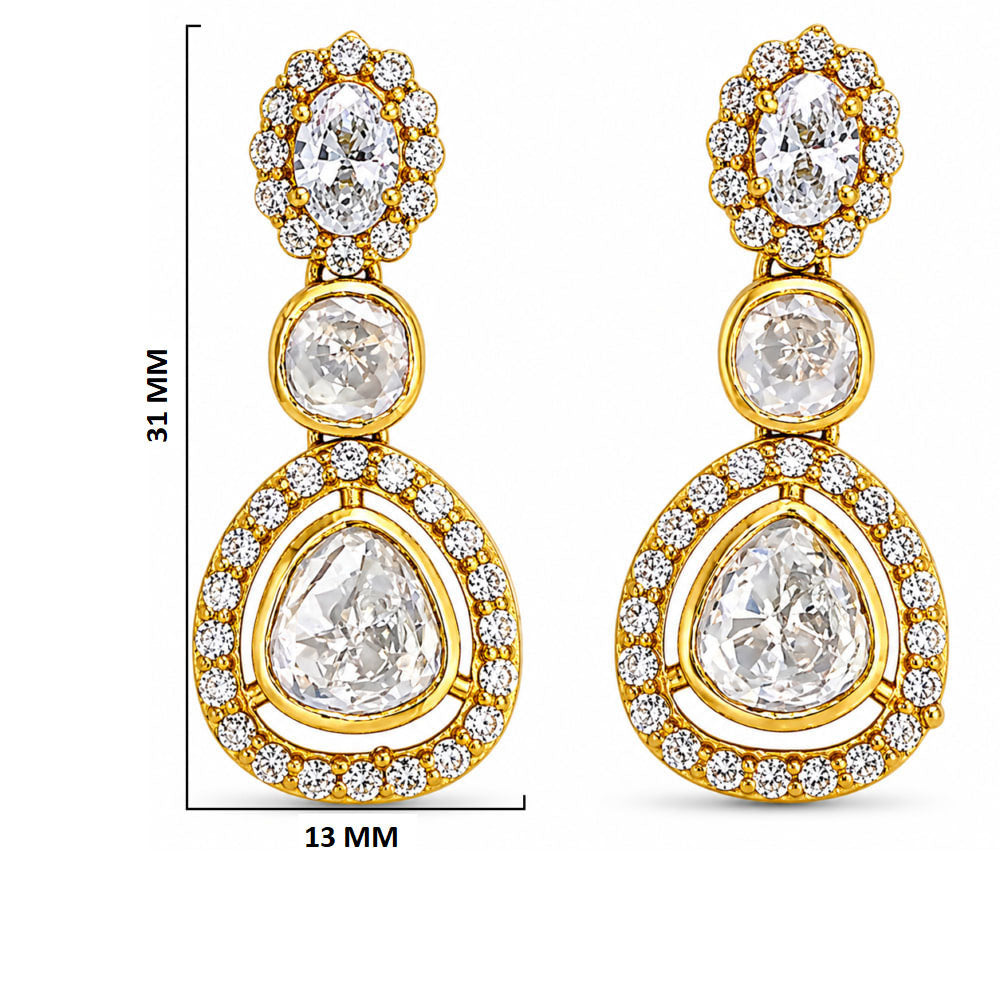 18K Gold Plated Halo Crystal Teardrop Earrings for Wedding & Festive Jewelry BIE1069