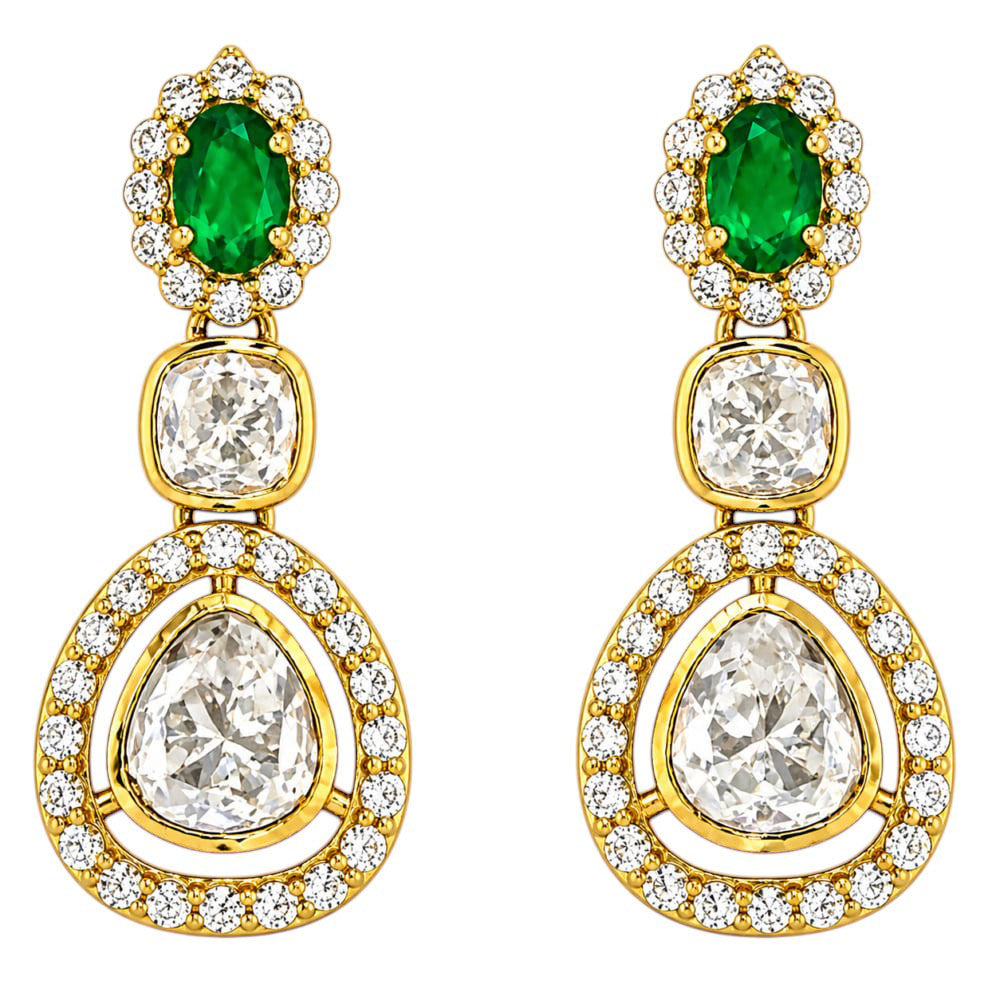 18K Gold Plated Halo Crystal Teardrop Earrings for Wedding & Festive Jewelry BIE1069