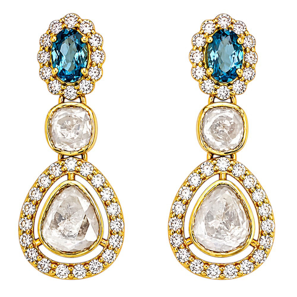 18K Gold Plated Halo Crystal Teardrop Earrings for Wedding & Festive Jewelry BIE1069
