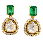 Royal 18K Gold Plated Colorful Gemstone Kundan Polki Halo Drop Earrings for Women BIE1070