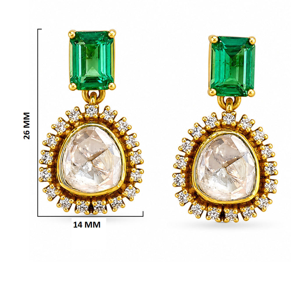 Royal 18K Gold Plated Colorful Gemstone Kundan Polki Halo Drop Earrings for Women BIE1070