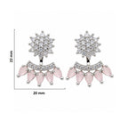 Silver Tone Drop Earrings with Sparkling White Crystal Stones & Mint Green or Pink Teardrop Gemstones for Women BIE1073