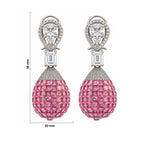 Silver Plated Pink and Green Stone with White AD Studded Designer Ball Drop Earrings for Women & Girls, Party Wear Fashion Jewellery BIE1083