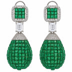 Silver Plated Pink and Green Stone with White AD Studded Designer Ball Drop Earrings for Women & Girls, Party Wear Fashion Jewellery BIE1083