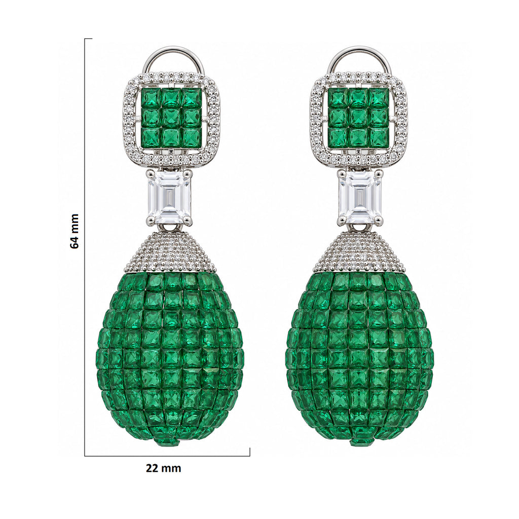 Silver Plated Pink and Green Stone with White AD Studded Designer Ball Drop Earrings for Women & Girls, Party Wear Fashion Jewellery BIE1083