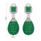 Silver Plated Pink and Green Stone with White AD Studded Designer Ball Drop Earrings for Women & Girls, Party Wear Fashion Jewellery BIE1083