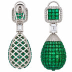 Silver Plated Pink and Green Stone with White AD Studded Designer Ball Drop Earrings for Women & Girls, Party Wear Fashion Jewellery BIE1083