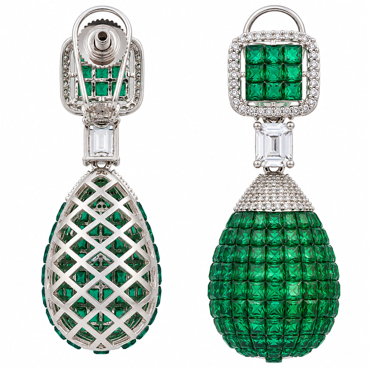 Silver Plated Pink and Green Stone with White AD Studded Designer Ball Drop Earrings for Women & Girls, Party Wear Fashion Jewellery BIE1083