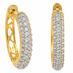 Gold Plated White AD Stone Studded Hoop Huggie Earrings for Women & Girls Elegant American Diamond Bali Earrings Wedding, Party & Daily Wear Jewellery BIE1086