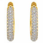 Gold Plated White AD Stone Studded Hoop Huggie Earrings for Women & Girls Elegant American Diamond Bali Earrings Wedding, Party & Daily Wear Jewellery BIE1086
