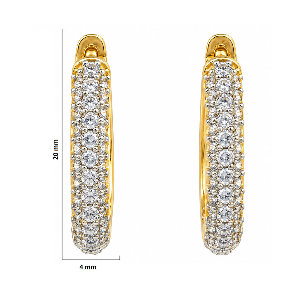 Gold Plated White AD Stone Studded Hoop Huggie Earrings for Women & Girls Elegant American Diamond Bali Earrings Wedding, Party & Daily Wear Jewellery BIE1086