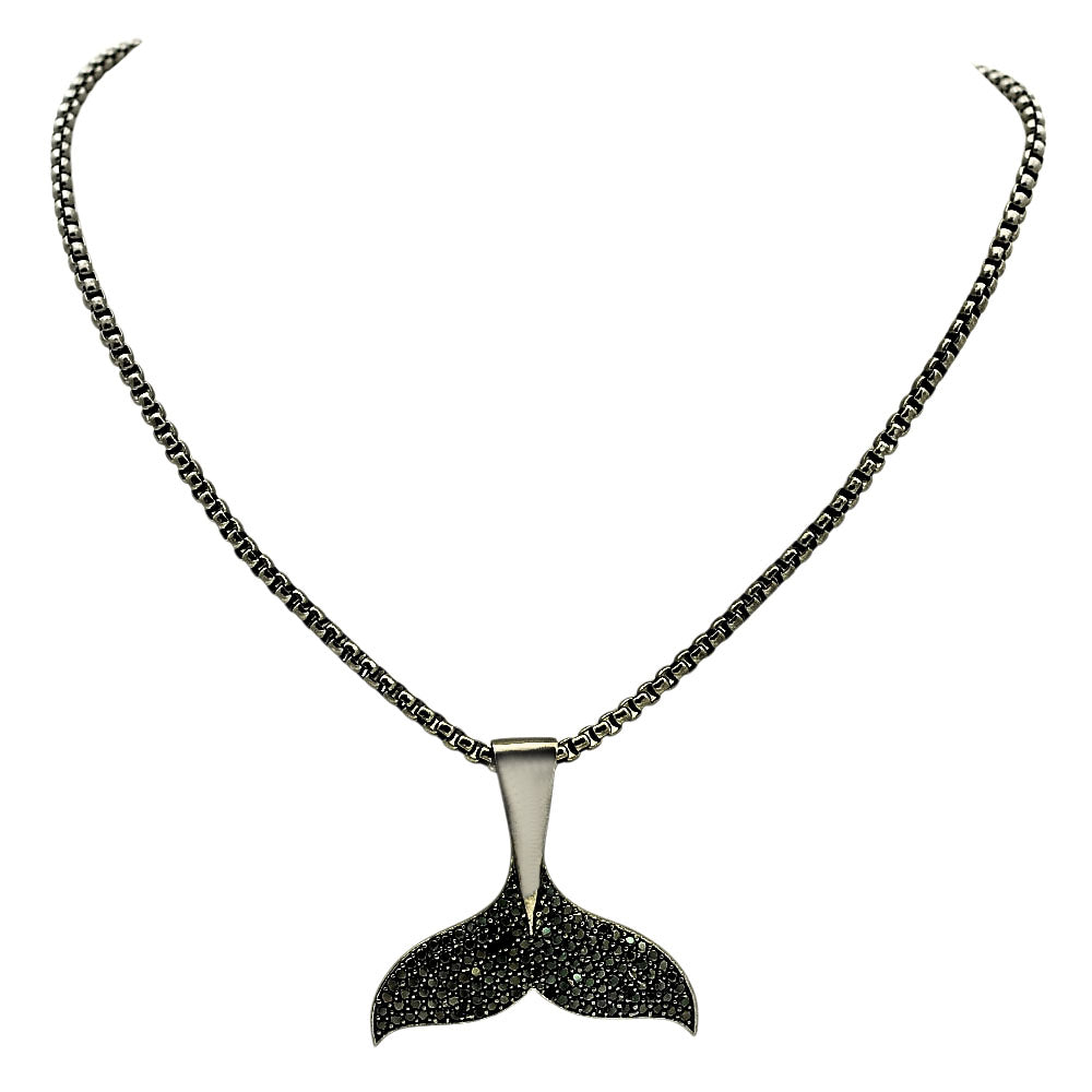 Trendy Black Mermaid Tail Pendant Necklace for Women & Girls BIN1020_A