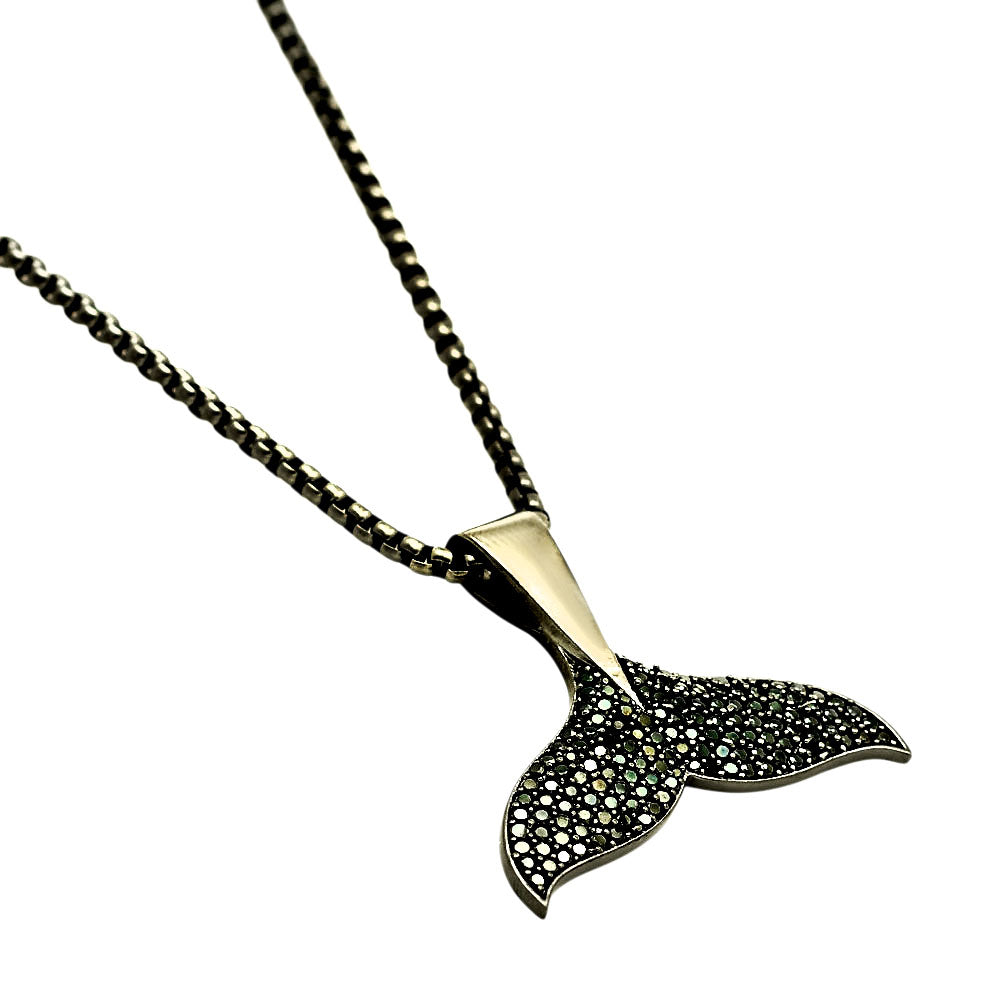 Trendy Black Mermaid Tail Pendant Necklace for Women & Girls BIN1020_A