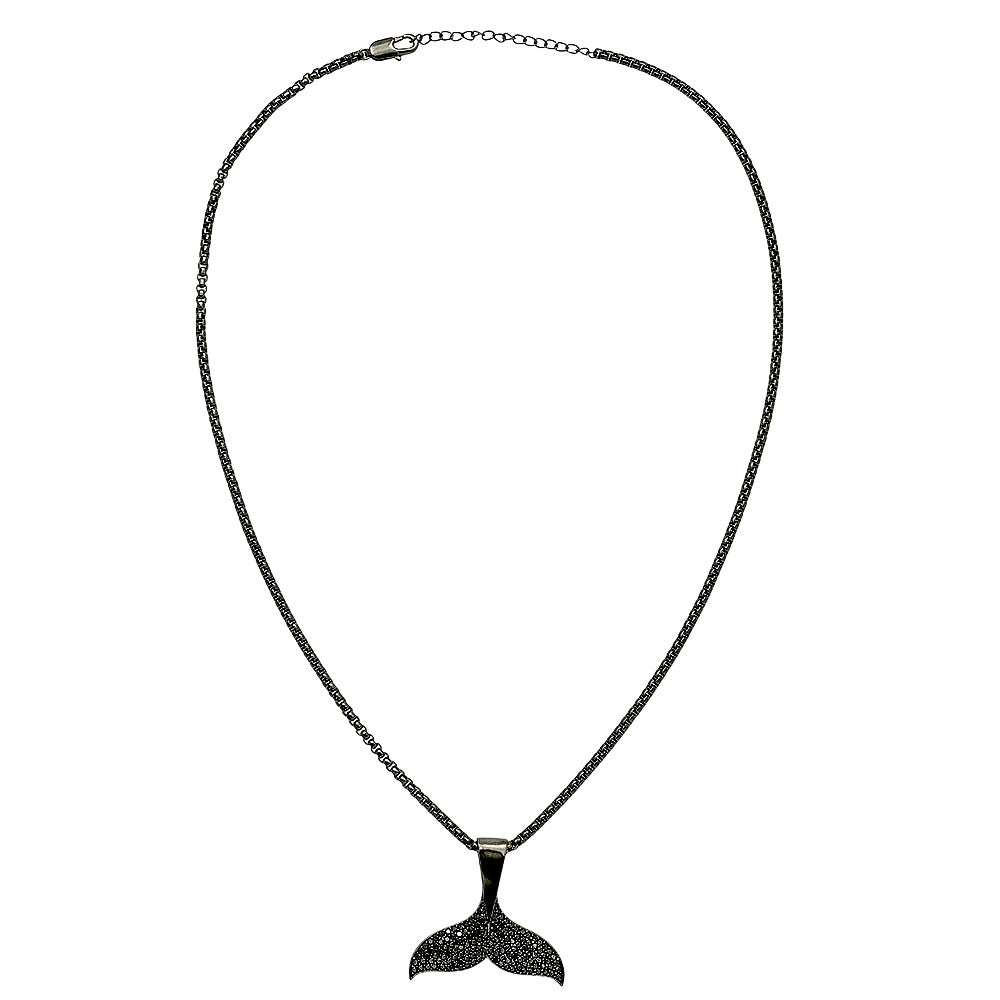 Trendy Black Mermaid Tail Pendant Necklace for Women & Girls BIN1020_A