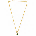 18K Gold Plated Emerald Green & White Teardrop Pendant Necklace Women BIN1022