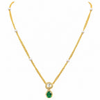 18K Gold Plated Emerald Green & White Teardrop Pendant Necklace Women BIN1022