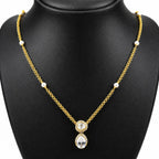 18K Gold Plated Emerald Green & White Teardrop Pendant Necklace Women BIN1022
