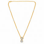 18K Gold Plated Emerald Green & White Teardrop Pendant Necklace Women BIN1022
