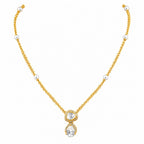 18K Gold Plated Emerald Green & White Teardrop Pendant Necklace Women BIN1022