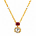 18K Gold Plated Ruby Red & Green Crystal Pendant Necklace for Women BIN1023