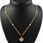18K Gold Plated Ruby Red & Green Crystal Pendant Necklace for Women BIN1023