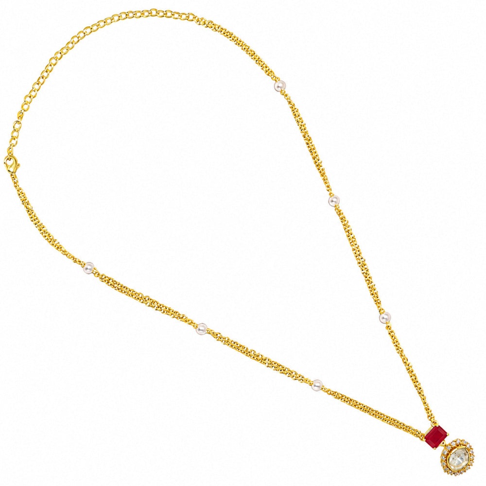18K Gold Plated Ruby Red & Green Crystal Pendant Necklace for Women BIN1023