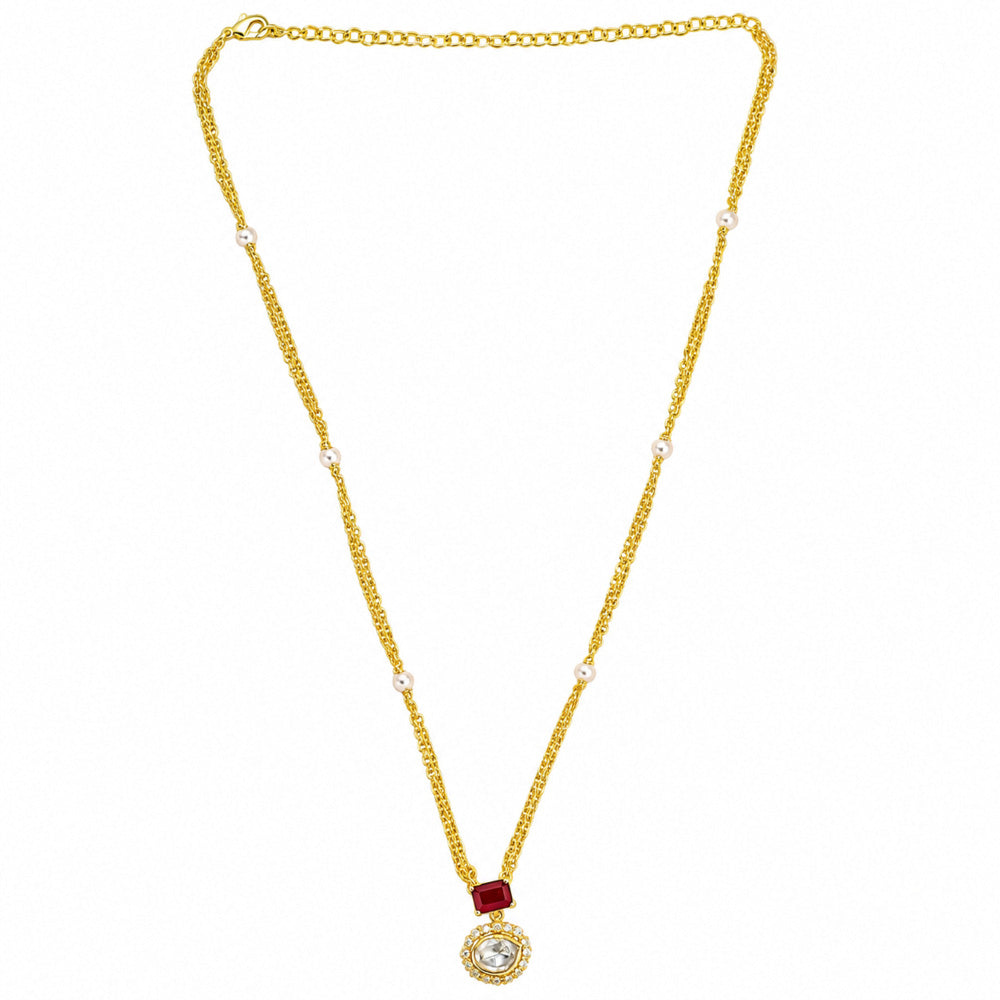 18K Gold Plated Ruby Red & Green Crystal Pendant Necklace for Women BIN1023