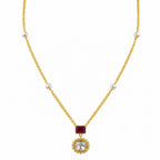 18K Gold Plated Ruby Red & Green Crystal Pendant Necklace for Women BIN1023