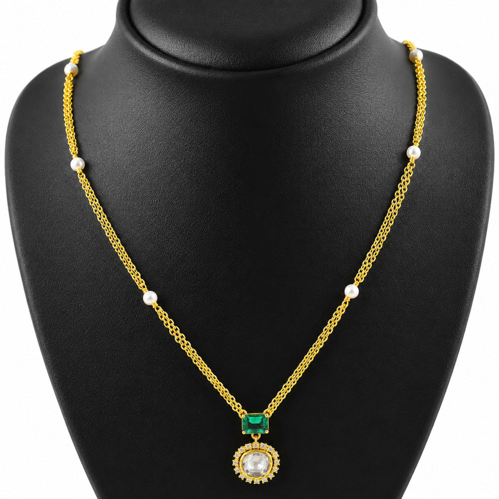 18K Gold Plated Ruby Red & Green Crystal Pendant Necklace for Women BIN1023