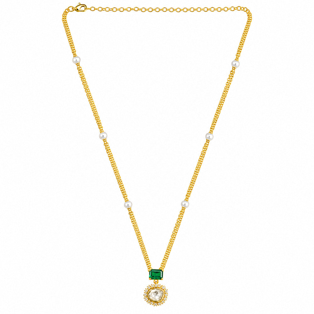 18K Gold Plated Ruby Red & Green Crystal Pendant Necklace for Women BIN1023