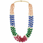 Multi Stone Beads Women Necklace Multicolour Multi-Strand, Beaded Design BIN1024