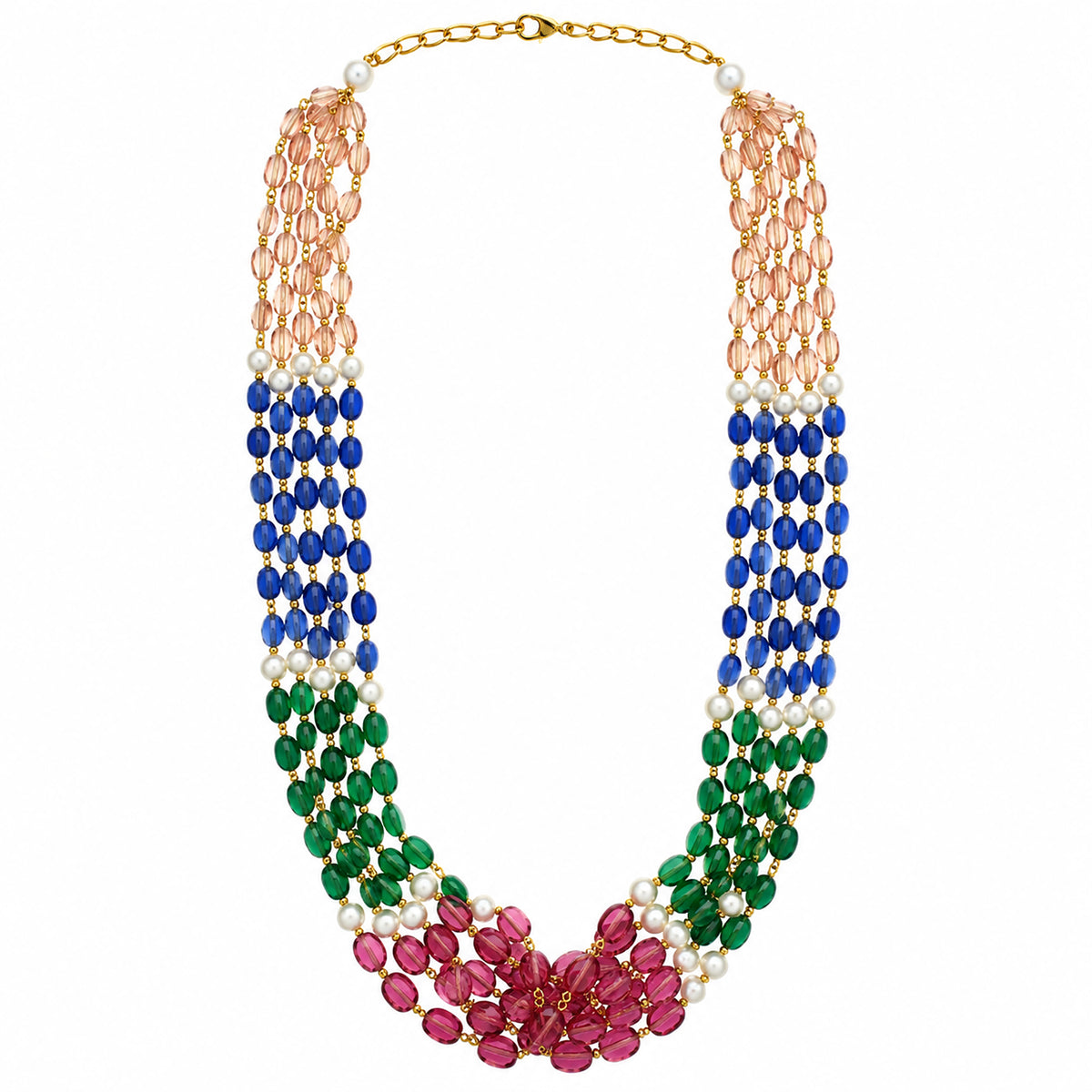 Multi Stone Beads Women Necklace Multicolour Multi-Strand, Beaded Design BIN1024