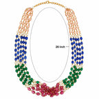 Multi Stone Beads Women Necklace Multicolour Multi-Strand, Beaded Design BIN1024