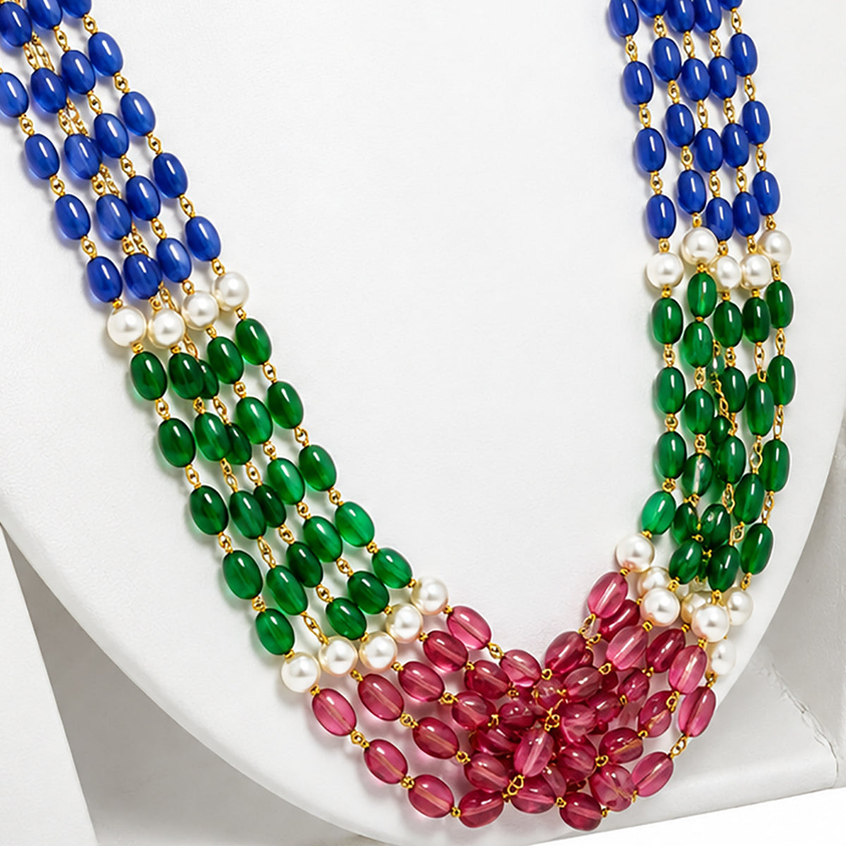 Multi Stone Beads Women Necklace Multicolour Multi-Strand, Beaded Design BIN1024