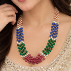 Multi Stone Beads Women Necklace Multicolour Multi-Strand, Beaded Design BIN1024